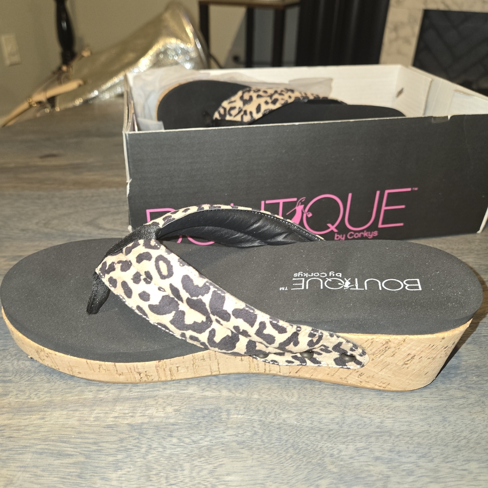 Wish Brown and Black Wedge Sandals